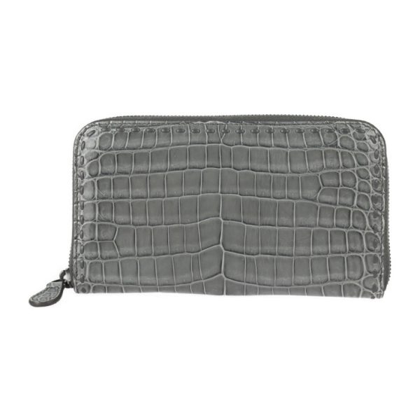 2330043008158 1 Bottega Veneta Long Wallet Crocodile Leather Gray