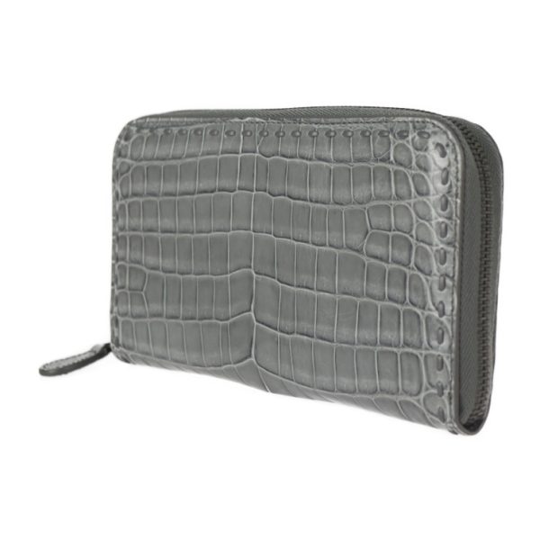 2330043008158 2 Bottega Veneta Long Wallet Crocodile Leather Gray