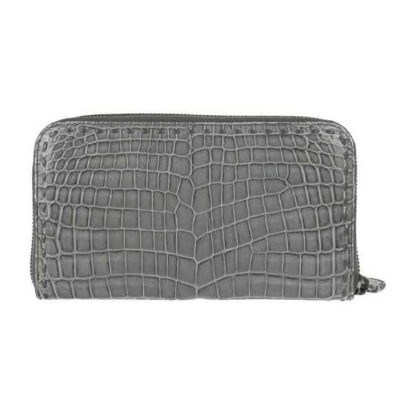 2330043008158 3 Bottega Veneta Long Wallet Crocodile Leather Gray