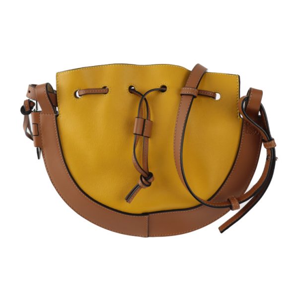 2330113007225 1 Loewe Horseshoe Small Shoulder Bag Calf Leather Yellow Brown