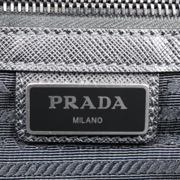 2330113007231 9 Prada Nylon Saffiano Leather Shoulder Bag Black