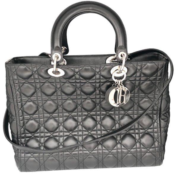 2339530013920 1 Christian Dior Lady Dior Large Lamb Handbag Black