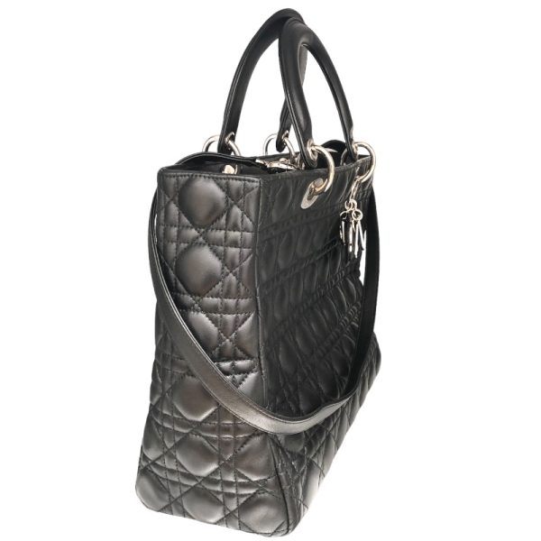 2339530013920 3 Christian Dior Lady Dior Large Lamb Handbag Black