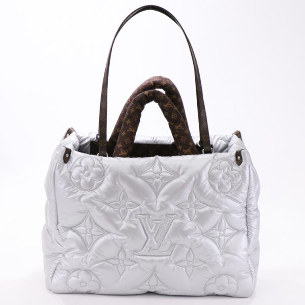 24 0270 04 Louis Vuitton On The Go GM LV Pillow Nylon Leather IC Chip Metallic 2 Way Shoulder Hand Bag Silver