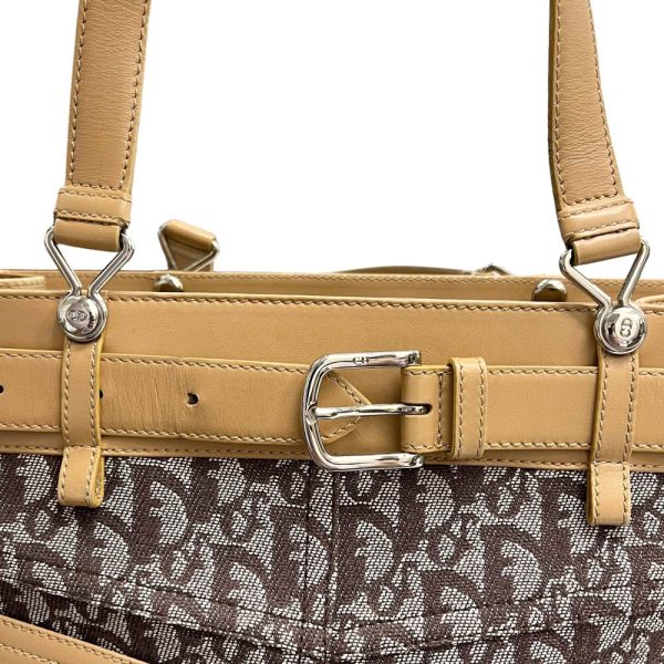 24 1430 14 Dior Pants Motif Trotter Pattern Canvas Handbag Gray