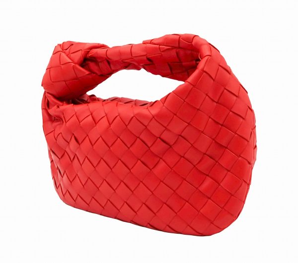 2400010006180 4 2 Bottega Veneta Intrecciato Lambskin Mini Handle Bag Red