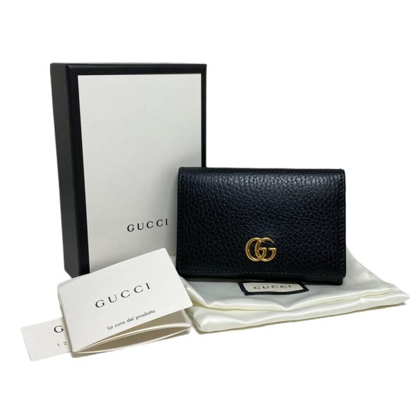 2400154 9 Gucci GG Marmont Card Case Leather Black