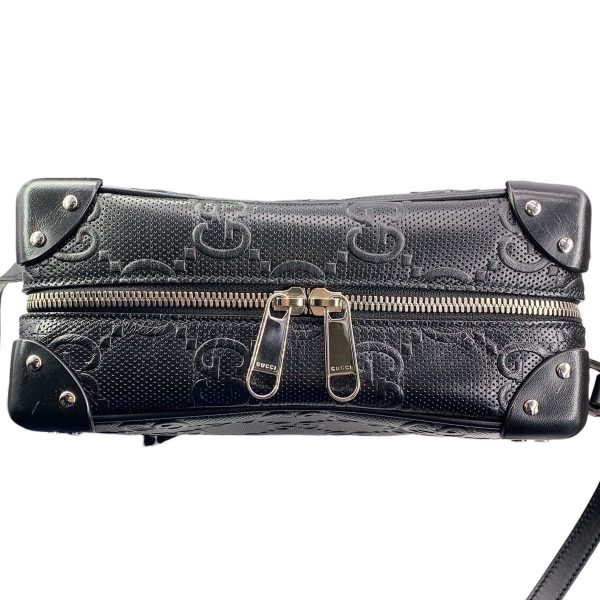 24010688 05 Gucci GG Embossed Leather Crossbody Bag Black