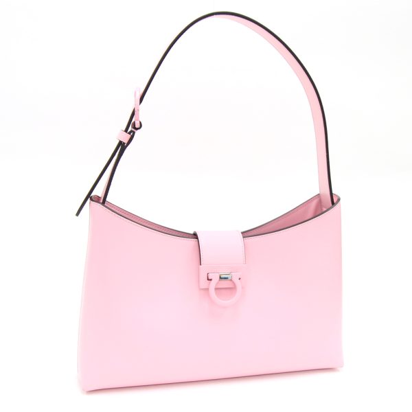 2401160231 Ferragamo Gancini Trifolio One Shoulder Bag Leather Pink