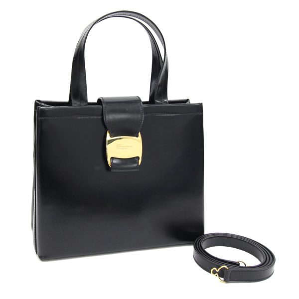 2401160451 Ferragamo Vara Handbag Leather Black