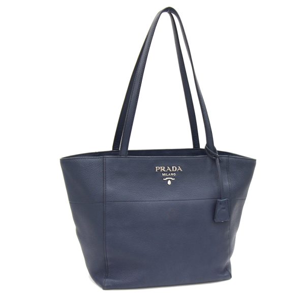 2401250111 Prada Tote Leather Shoulder Bag Navy