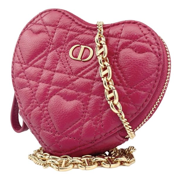 24013140 01 Christian Dior Caro Chain Heart Pouch Red