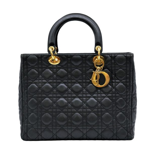 240178 1 Christian Dior Lady Dior Cannage Handbag Lambskin Black