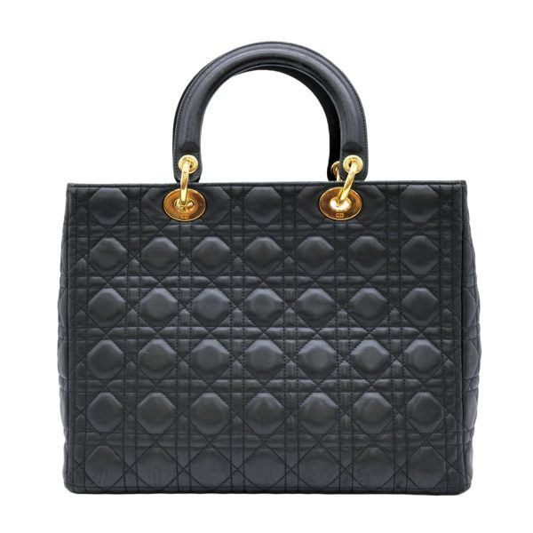 240178 3 Christian Dior Lady Dior Cannage Handbag Lambskin Black