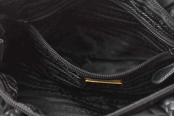 24020206 p 5 Prada Tessuto Nylon Ribbon Handbag Shoulder Bag Black