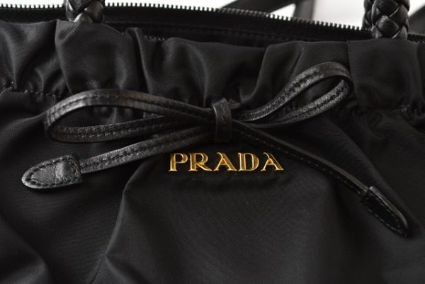 24020206 p 7 Prada Tessuto Nylon Ribbon Handbag Shoulder Bag Black