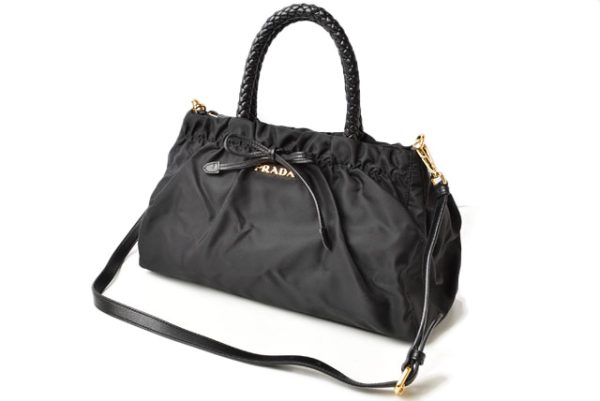 24020206 p 8 Prada Tessuto Nylon Ribbon Handbag Shoulder Bag Black