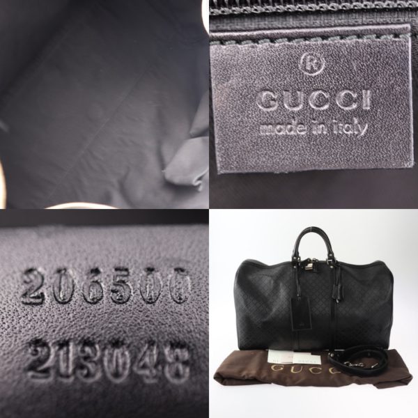 2402063008003 9 GUCCI Diamante Boston Leather Black Gold Hardware Shoulder Travel Bag