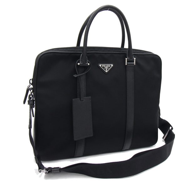 2402070061 PRADA Briefcase Nylon Leather Black