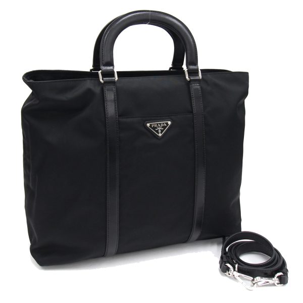 2402190041 Prada Handbag Nylon Leather Black