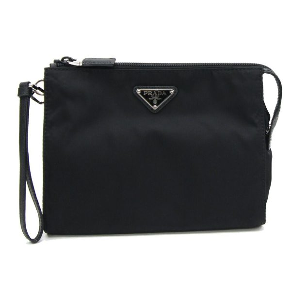 2402240011 Prada Clutch Nylon Pouch Second Bag Logo Black