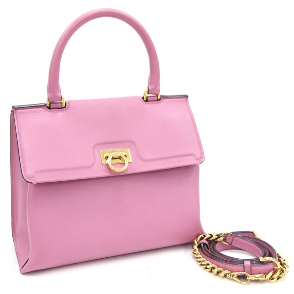 2403060301 Ferragamo Gancini Handbag Leather Pink