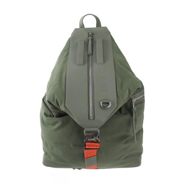 2403063007018 1 Loewe Convertible Backpack Rucksack Nylon Leather Khaki Green