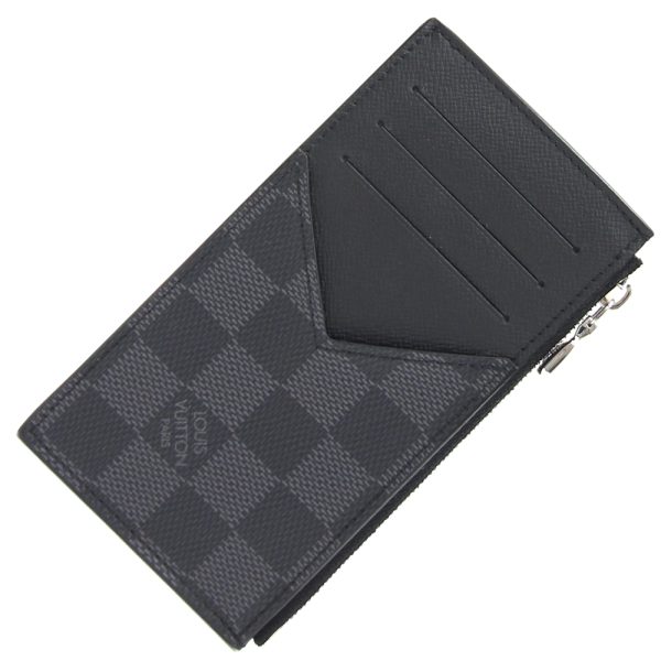 2403100281 Louis Vuitton Damier Graphite Coin Card Holder Leather Black