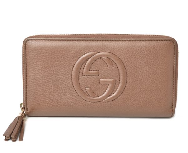 24040214 g 1 GUCCI Card Case Micro Gucci Shima Leather Brown