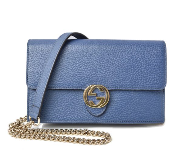 24040221 g 1 GUCCI Shoulder Bag Smartphone Interlocking G Leather Blue