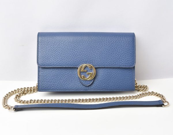 24040221 g 4 GUCCI Shoulder Bag Smartphone Interlocking G Leather Blue