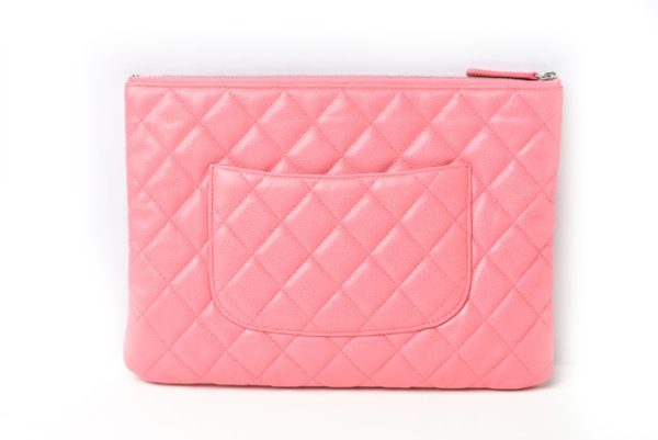 24040227 ch 4 Chanel Flat Pouch Matelasse Caviar Skin Clutch Bag Pink