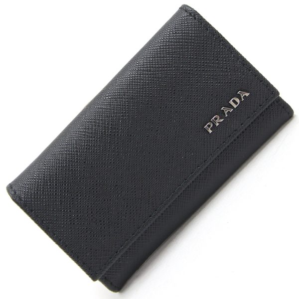 2404180021 Prada Key Case Leather Black