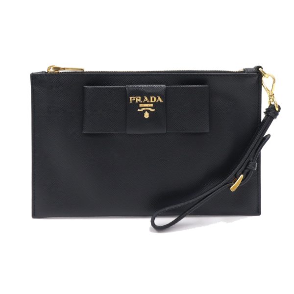 240426020 Prada Clutch Bag Leather Black