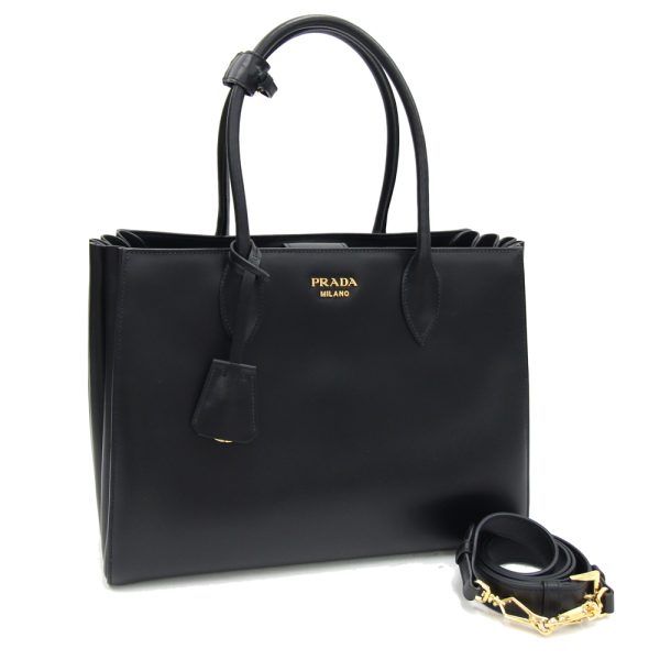 2405100201 Prada Bibliotheque Tote Bag Leather Black