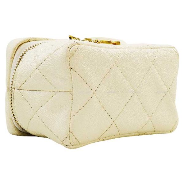 24051205 3 Chanel Matelasse Coco Mark Chain Vanity Bag Ivory