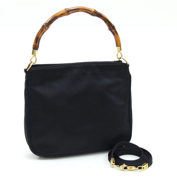 2405140101 Gucci Bamboo Handbag Satin Black