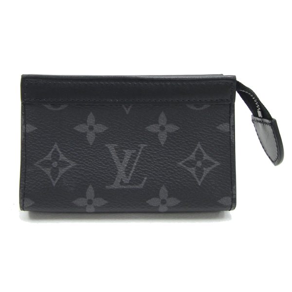 2405220681 Louis Vuitton Monogram Eclipse Pochette Cle Voyage Pouch Leather Black