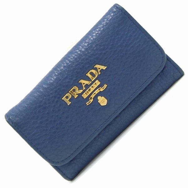 2405270061 Prada Key Case Leather Blue