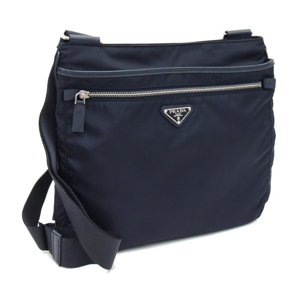 2405270071 Prada Shoulder Bag Nylon Leather Navy