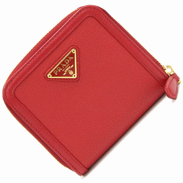 2405270081 Prada Bifold Wallet Leather Red