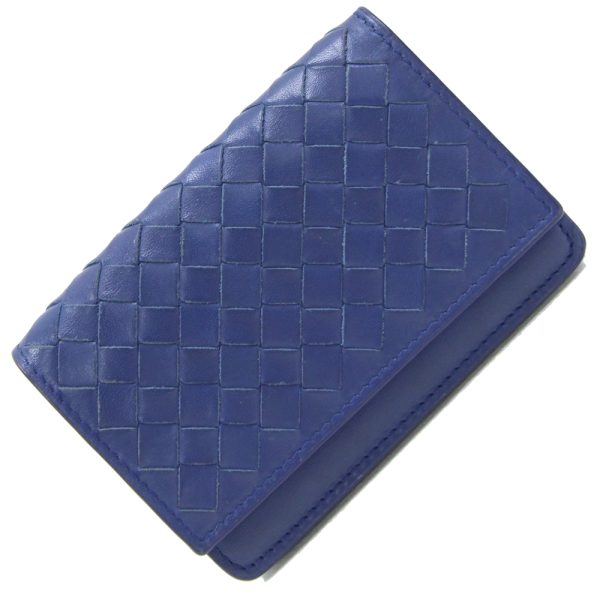 2405310041 Bottega Veneta Intrecciato Business Card Holder Leather Blue