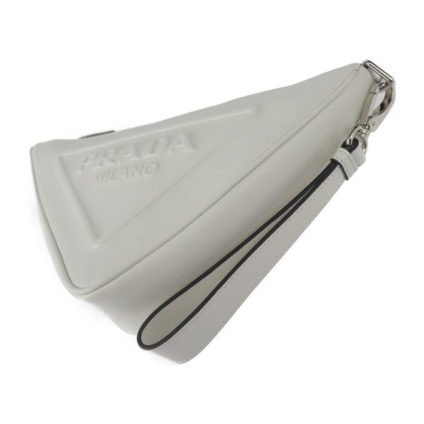 2406053007008 2 Prada Leather Clutch Bag White