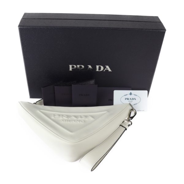 2406053007008 9 Prada Leather Clutch Bag White