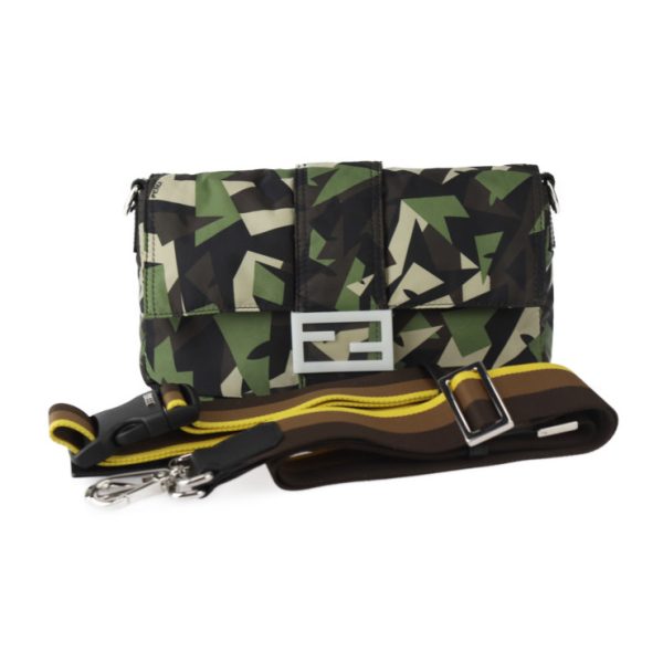 2406063007036 1 Fendi Mamma Baked Camouflage Shoulder Bag Nylon Leather Green Beige Black