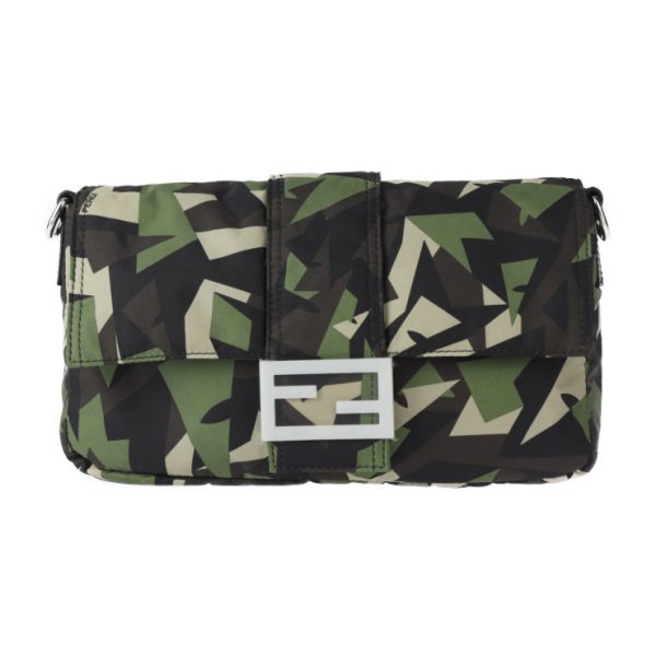 2406063007036 2 Fendi Mamma Baked Camouflage Shoulder Bag Nylon Leather Green Beige Black