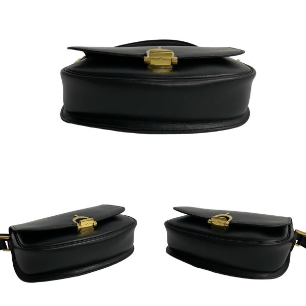 240625mna342 7 7 Celine Vintage Horsebit Hardware Leather Mini Shoulder Bag Pochette Black