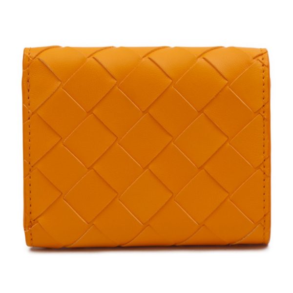 2409053010029 3 Bottega Veneta Intrecciato Tri Fold Leather Wallet Orange