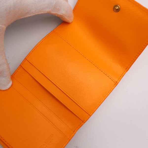 2409053010029 8 Bottega Veneta Intrecciato Tri Fold Leather Wallet Orange