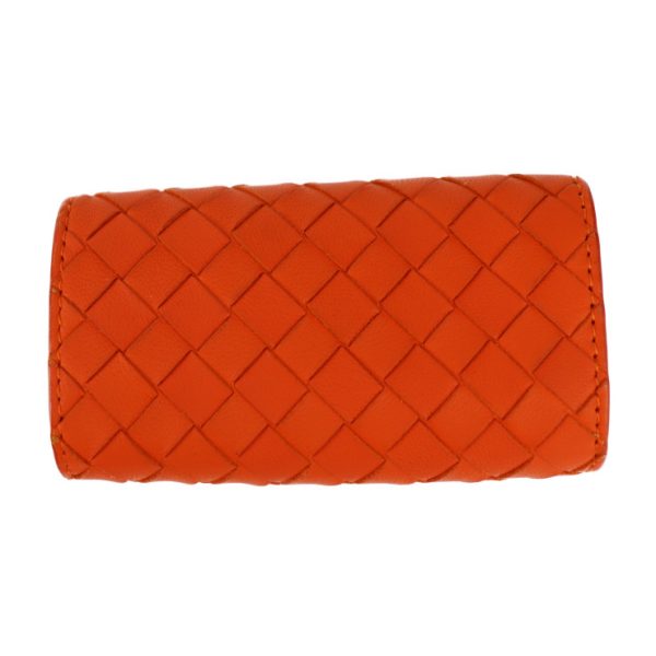 2409063001048 2 Bottega Veneta Intrecciato Leather Key Case Orange